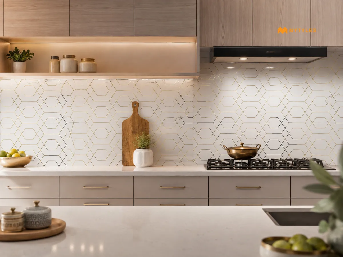 Geometric Backsplash Tiles for a Modern Accent